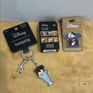 Disney Mickey Mouse Bundle of 3 items: one keychain & two enamel pins -  NEW